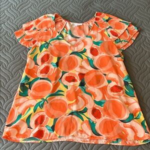 🍑 DR2 Orange/Green Floral Top